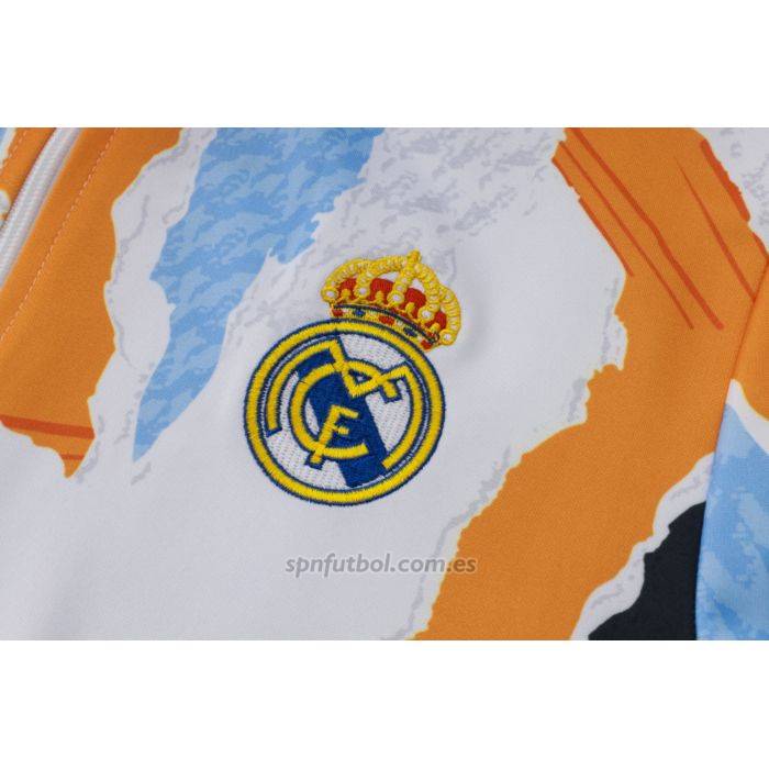 Chandal de Chaqueta del Real Madrid Nino 2024-2025 Blanco y Amarillo